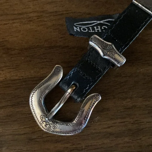 Vintage Brighton silver and black leather belt - Picture 3 of 10